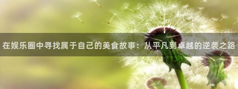U8国际2体育登录入口：在娱乐圈中寻找属于自己的美食故事：从平凡到卓越的逆袭之路